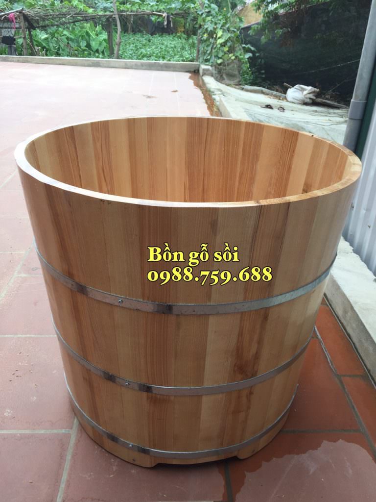 thùng tắm gỗ sồi tròn