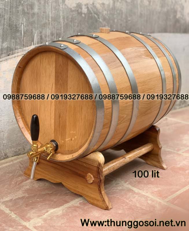 thùng ngâm rượu gỗ sồi 100L