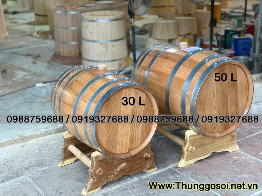 thùng gỗ sồi ngâm rượu 50l, 30l