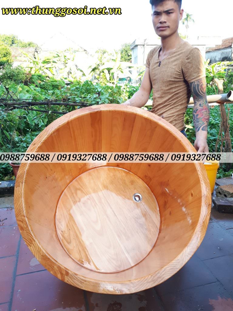 bồn tắm tròn gỗ thông