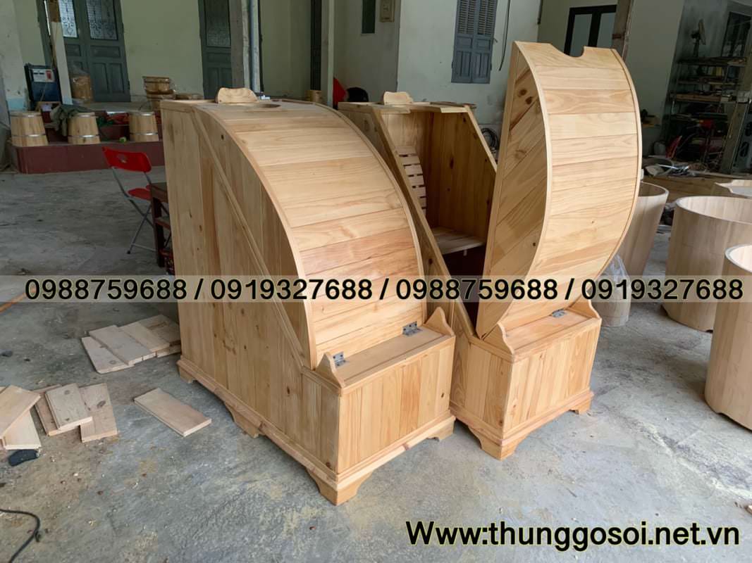 thùng xông hơi bằng gỗ thông